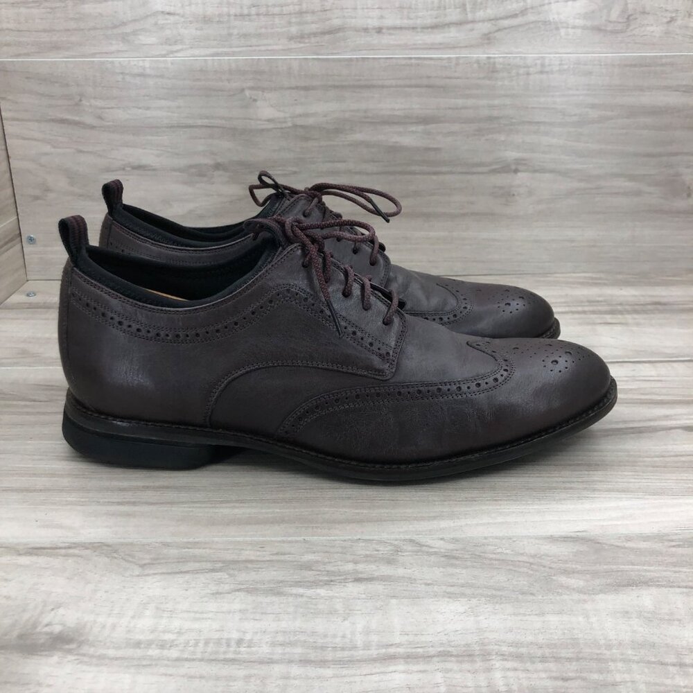 Cole Haan Oxfords Mens 10.5 Grand OS Holland Long Burgundy Leather Wingtip Shoes